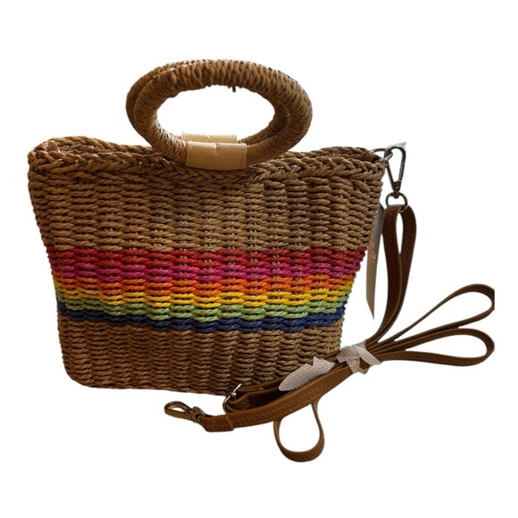 Crown Vintage Handbags - NWT Crown Vintage Brown and Red Bag with Rainbow Stripes